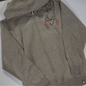Rebel8 “Doom Team” Graphic Zip-Up Hoodie – Gray, Size L Men’s  *RARE*